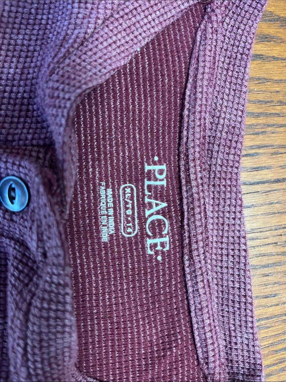 The Children's Place burgundy Waffle-Knit Henley Long Sleeve Shirt